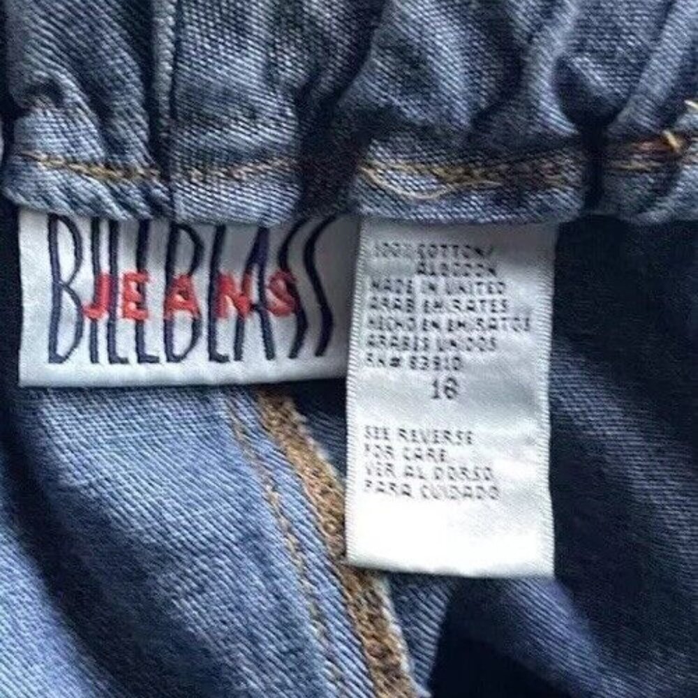 Vintage Bill Blass Women’s Below The Knee Denim Blue Button Jean Skirt Sz 16 - Picture 13 of 15